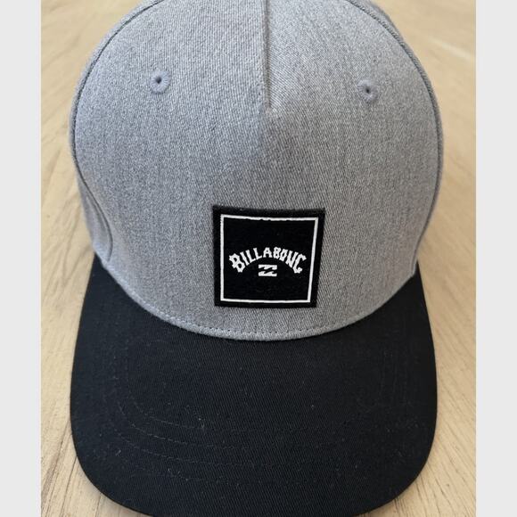 Billabong Hat Gray Black Men's Snapback Hat Y2K Skater Surf retro classic retro - Picture 1 of 6